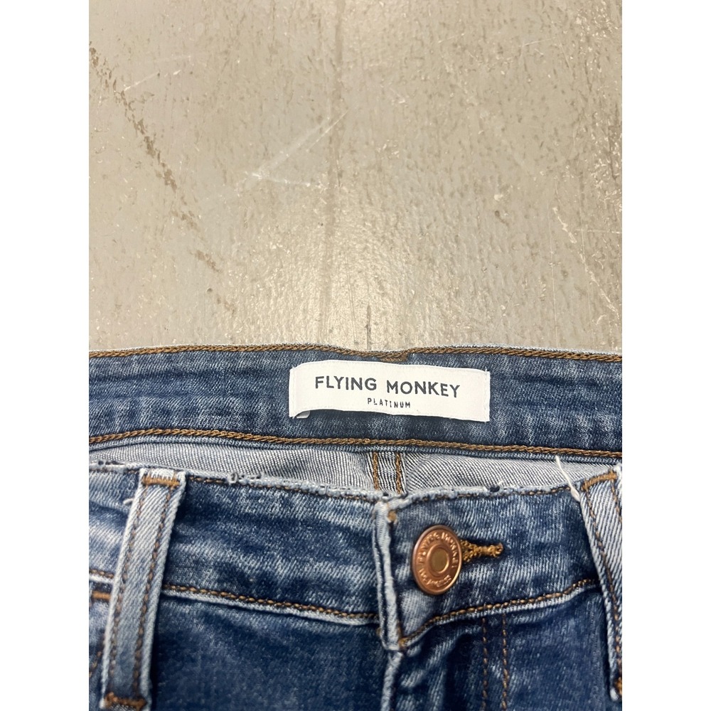 Flying Monkey Jeans Womens 28 Blue Denim Medium Wash Straight Leg Zip Fly Retro - Picture 4 of 8